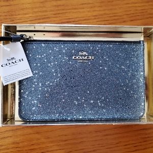 Coach wristlet blue with sparkling pattern